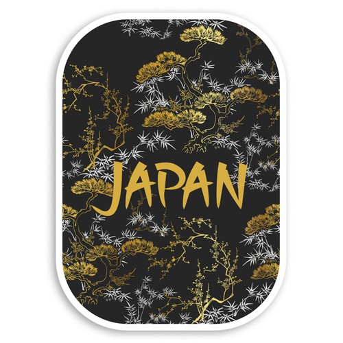 2 x 10cm Japan Vinyl Stickers Japanese Bonsai Tree Gold Laptop