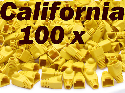 Lot 100 Pcs Yellow CAT5 CAT5E CAT6 RJ45 8P8C Plug Connector End Cap Boot Cable 