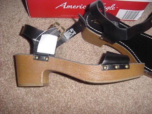 WOMEN'S SHOES AMERICAN EAGLE SAINT NEW HIGH HEEL WEDGE SANDALS SIZE 10 BLACK - Picture 4 of 5