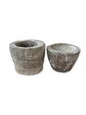 Round Rough Limestone Mortar Bowl - Vintage Natural Home Decor | Style 204