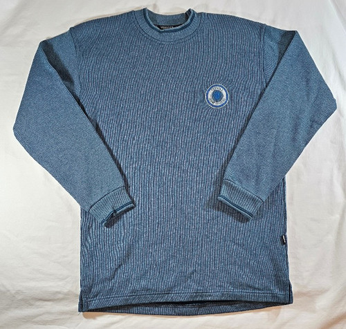 Versace Jeans Couture, Vintage Versace Jeans Couture Shirt XXL Blue Ribbed Knit Medusa Long Sleeve