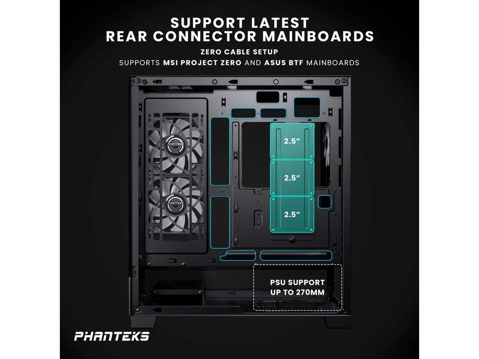 Phanteks XT View, Mid-Tower Gaming Chassis, Tempered Glass Front and Side - Image 4 of 4