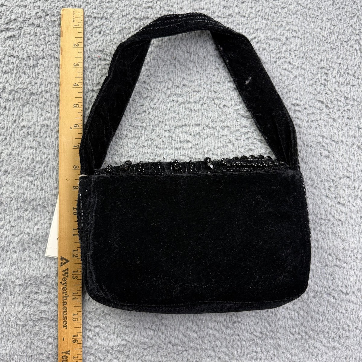 A New Day Shoulder Bag Womens Small Black Velvet Beaded Purse