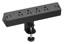 Desk Clamp Power Strip 4 AC Outlets 4 USB Ports Desk Mount Surge Protector