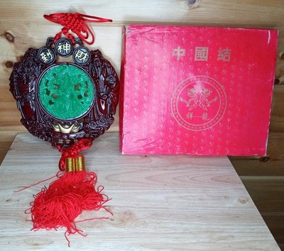 Chinese Knot Hanging Ornament Faux Jade Buddha Wall Decor Lucky Red Tassel