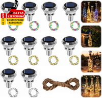 8 Solar Flaschenlichter Korken 20LED 2M Lichtkette Weiß- / Warmweiß Weinflasche