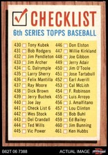 1962 Topps #441 Checklist 6 Small Print VARIATION 7 - NM