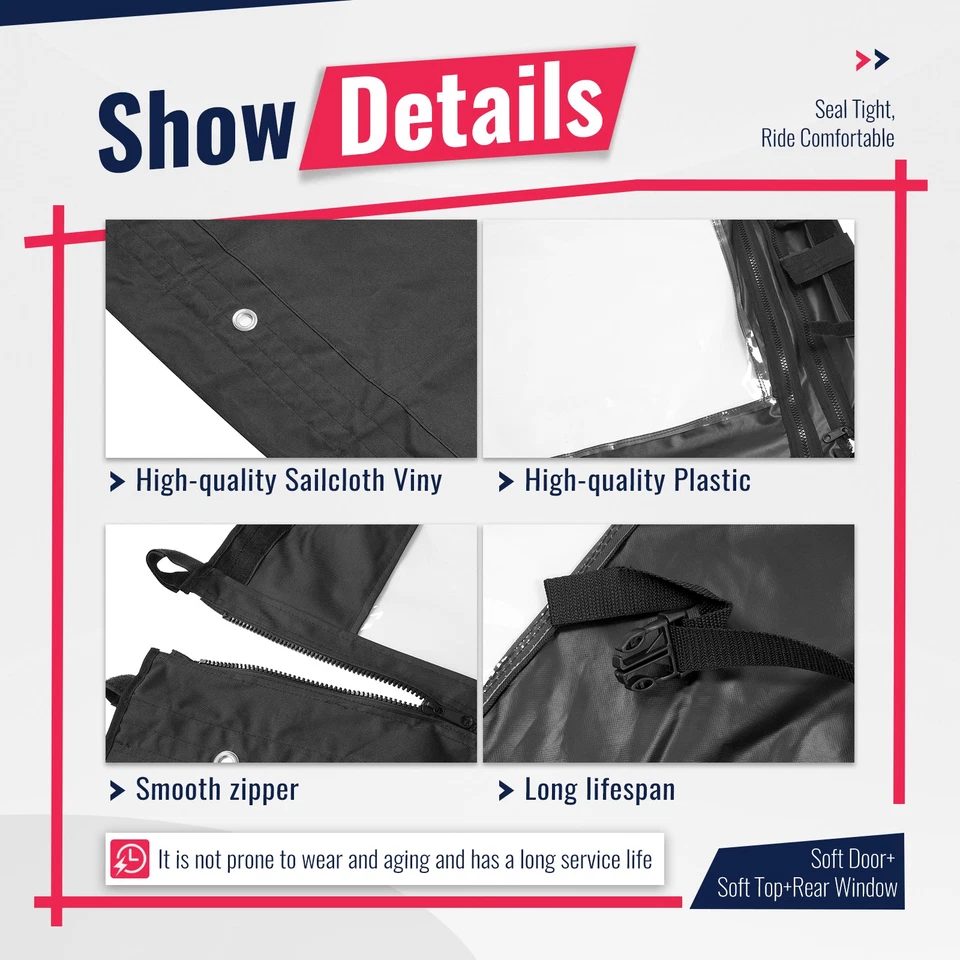 Soft Door+Soft Top+Rear Window Enclosure For 2014-2023 Kubota RTV X1120D/ X900 Foto 3 de 4