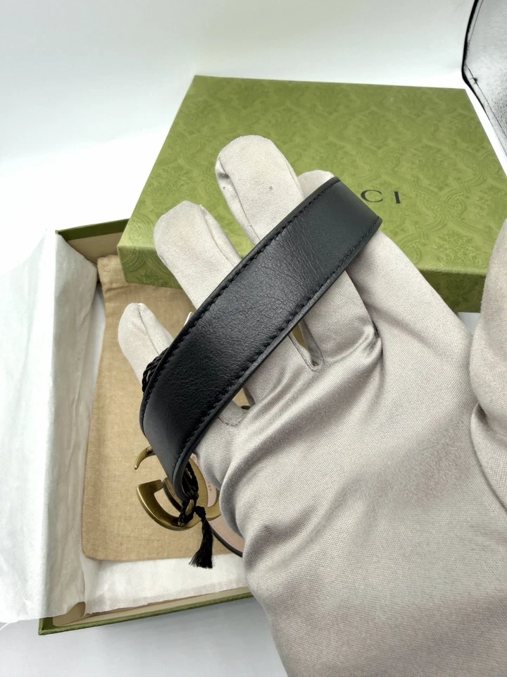 CINTURÓN GUCCI KIDS GG MARMONT - NEGRO - NUEVO EN CAJA - Imagen 3 de 4