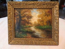 TABLEAU ANCIEN  HUILE SUR PANNEAU E .J  JULIERE DIT NERLOW " LA SOURCE DU LOIRET