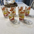 Vintage set of six morning glory flower Feder glasses