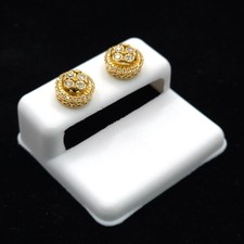 10K Yellow Gold 0.34CT Round Diamond Cluster Stud Earrings w/ Open‑Work Gallery