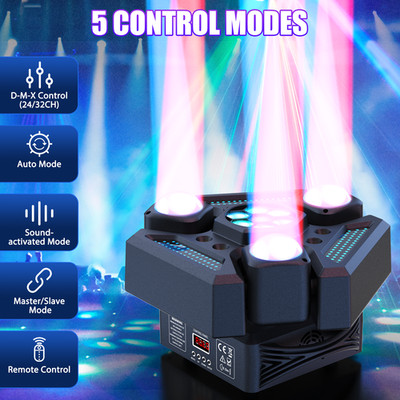 3 Arm LED Moving Head Light 4IN1 Beam Laser Stage Spot Disco Bar DJ Lighting DMX