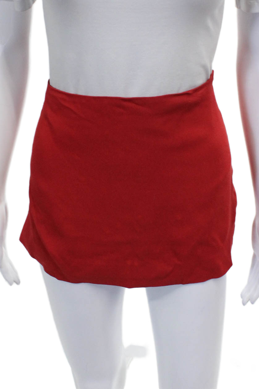 Reformation Womens Red Mini Skirt Zip Size 0Free Shipping in US $100+ Orders | $6.95 Orders Below