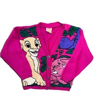 VTG 90s Disney Lion King Acrylic Knit Cardigan Youth Small Made in USA Rare