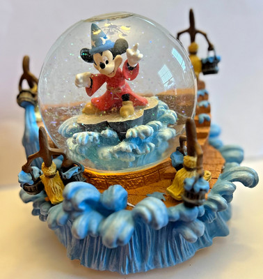 Disney Mickey Mouse Snow Globe The Sorcerers Apprentice Musical Collectible