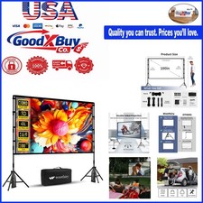 100-Inch Foldable Projector Screen with Stand Portable Indoor Outdoor Cinema ...