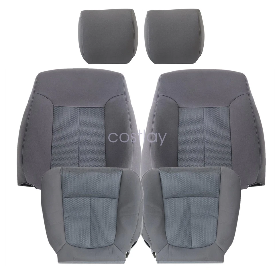 For 2011-2014 Ford F-150 Lariat Front & Second Row Replacement SEAT COVER Gray - Image 3 of 4