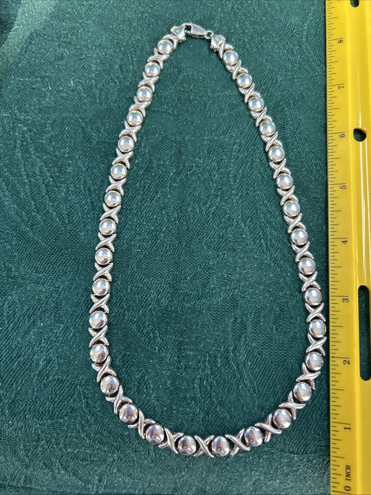 Sterling Silver X & O's Hugs & Kisses Necklace 16.5” 34Grams Italy 925