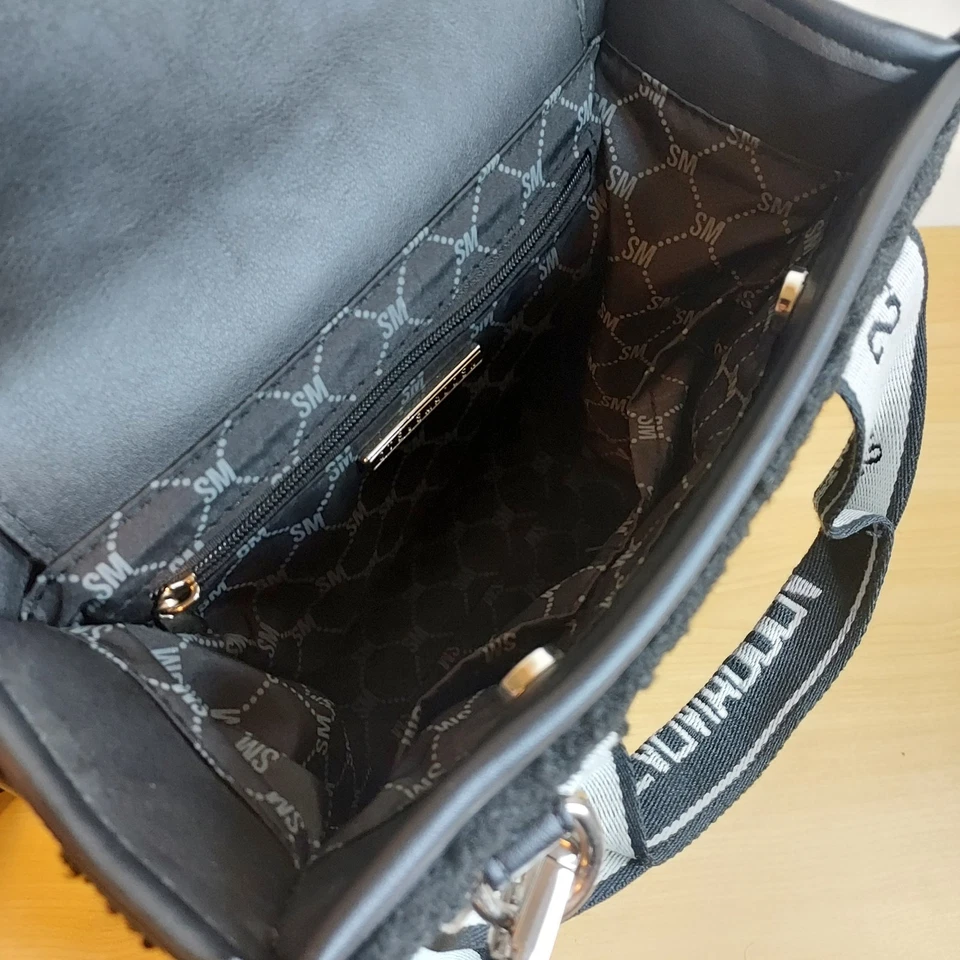 Womens Steve Madden Webber Sherpa Black Satchel BWEBBER - Image 4 of 4