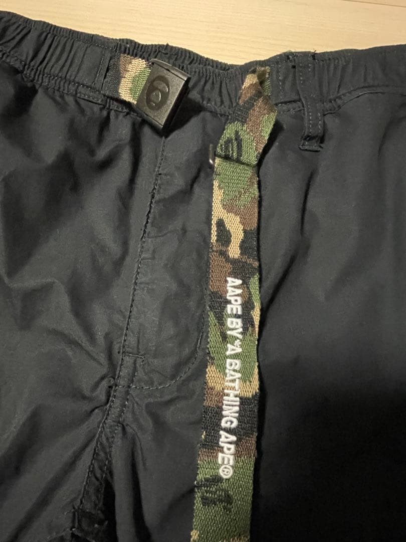 Aape A BATHING APE Cotton Cargo Pants Black S Camouflage Belt BA0226235 thumbnail 3