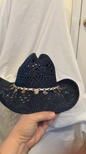 Cowgirl Hat Beach Vibes Navy Straw