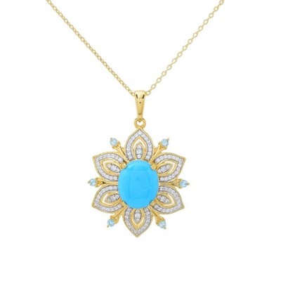 Gem Treasures Dornröschen Türkis, Blautopas & Zirkon Floral Anhänger
