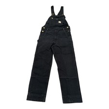 Carhartt 102776 R01 Black Canvas Duck Double Knee Carpenter Overalls 34x34 faded