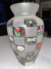 LENOX Natures Splendor Vase Hand Painted Signed Frosted with Clear Glass W/Tag