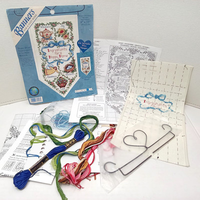 Vintage '99 Dimensions Banners Counted Cross-Stitch Kit #72557 Started/Open