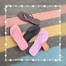 Havaianas Women's Square Toe Flip Flops Summer Beach Sandals Outdoor Slippers