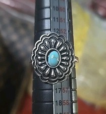 Boho Style Silver Ring Turquoise Size 7