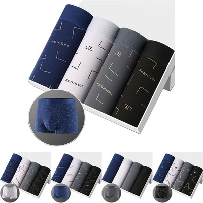 Bequeme 4er Pack Herren Boxershorts mit U Konvex Beutel Atmungsaktiv Trunks