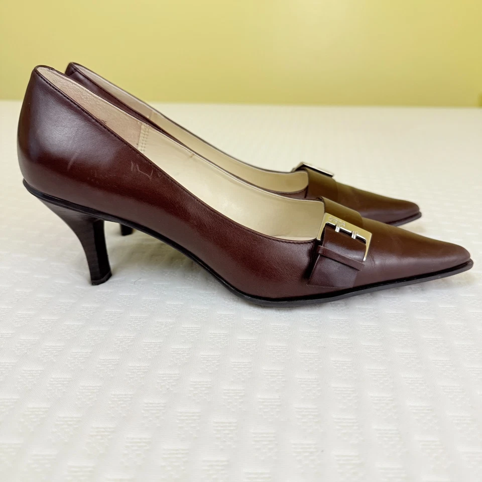 Circa Comfort 365 Joan & David Calliope Size 7.5 Brown Pointed Leather Pumps EUC - Image 4 of 4
