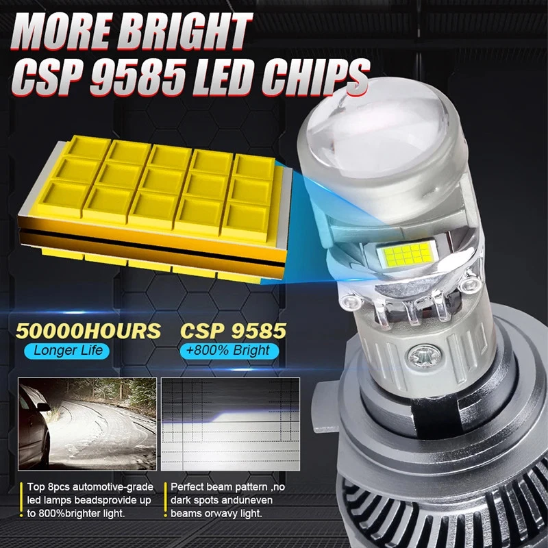 1200W 1000000LM Canbus Car Headlight H11 H8 9005 9006 HB3 HB4 LED Bulb 6000K - Image 2 of 4