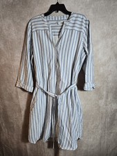 J. Crew Blue and White Striped Midi Shirt Dress