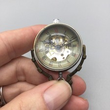 Steampunk Skeleton Pendant Pocket Watch Necklace Women 32mm Manual Wind