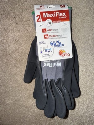 MaxiFlex Ultimate Medium Gray Nitrile-Coated Outdoor & Work Gloves 2-PAIRS