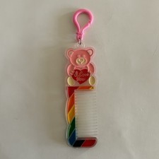 Y2K Toy Keychain Comb Pink Bear I Love You Rainbow Plastic Accessory 5