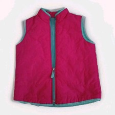 Girls JK Hot Pink Turquoise Puffer Vest - Sz 6/7 Zip up