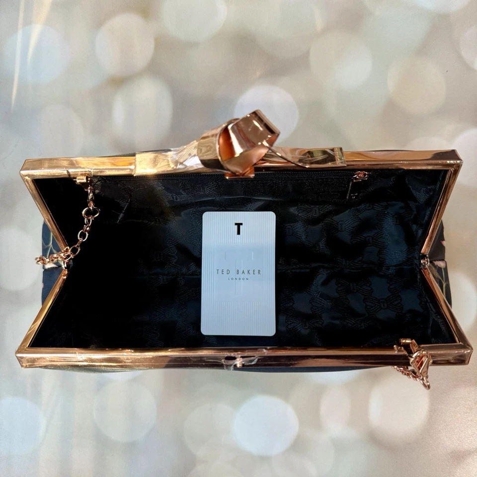 NUEVO Bolso sin asas Ted Baker Arboretum Nataly floral azul marino con marco de lazo con nudo Foto 4 de 4