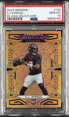 2023 PANINI OBSIDIAN ELECTRIC ETCH ASIA GOLD FLOOD #140 CJ STROUD 7/10 PSA 10