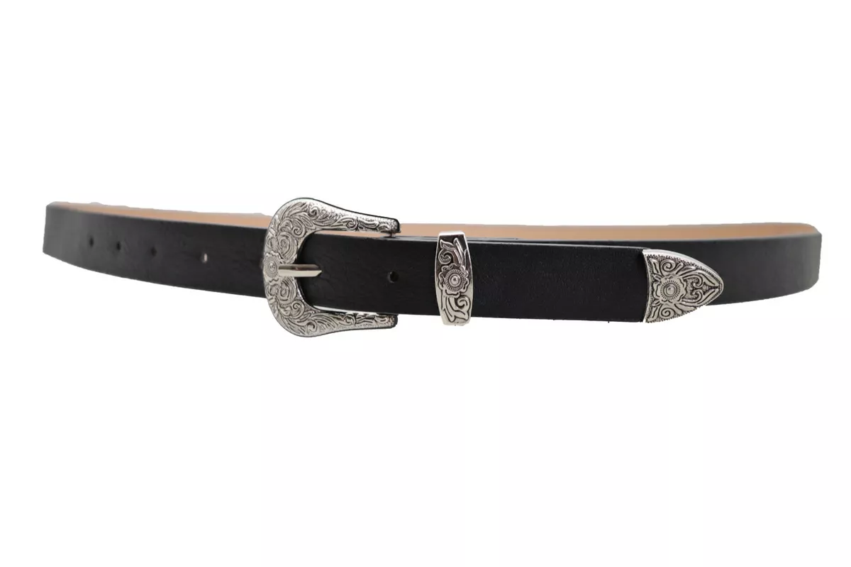 Ceinture cuir noir femme boucle clearance argent