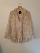 Laura Scott Ivory V Neck Faux Fur Coat 14