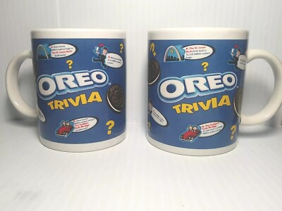 2 Collectible Nabisco OREO Trivia Coffee Cup Mug Tea Cup Retro Blue Mugs Vintage