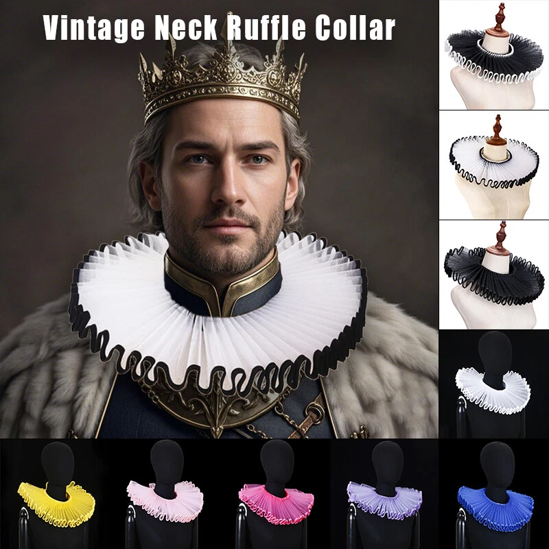 Clown Costumes Cosplay Collar Vintage Victorian Renaissance Neck Ruffle Choker - Image 2 of 4