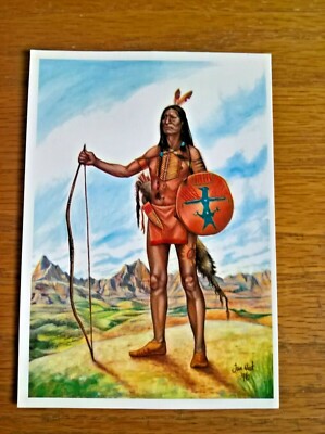 Kunstpostkarte: Sioux Krieger (Indianer, roter Indianer) von Jan West ungelaufen