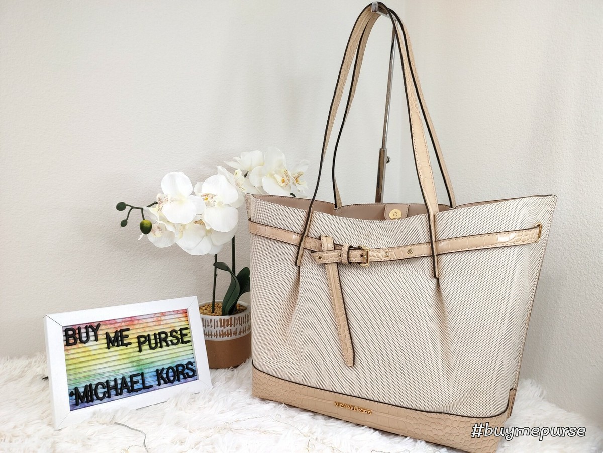 MICHAEL KORS EMILIA LARGE CANVASS AND CROCODILE EMBOSSED  display picture 1