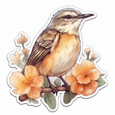 Florida Northern Mockingbird bird Orange Blossom flower Vinyl Decal ...