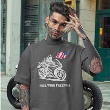 Men s Motorcycle Racing Graphic T-Shirt Ultra Cotton Stylish Biker Print Round